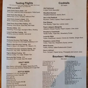 Restaurant Week Drink Menu at Jean Farris