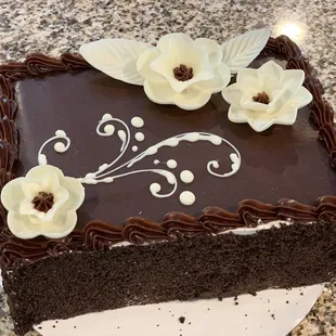 Opera cake before cutting into the cake!!! A real work of art!