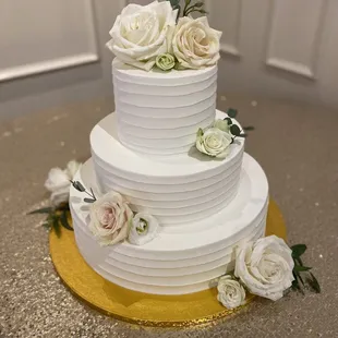 a three tiered wedding cake