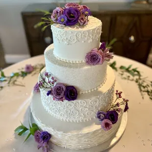 a three tiered wedding cake