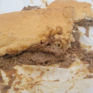 a half eaten sandwich