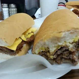Veal cutlet poboy with mayo &amp; American cheese. Da best never had a better one and i have tried them all over New orleans