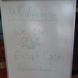 Note outside door on 13 Aug 14.