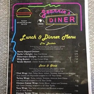 Lunch and dinner menu