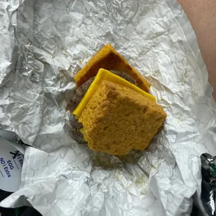 a sandwich wrapped in foil