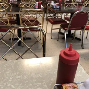 tables and chairs in a restaurant