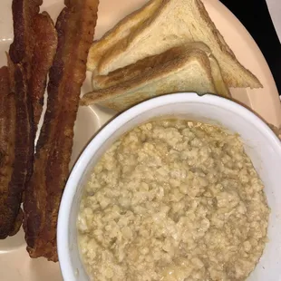 Oatmeal (small) bacon and toast