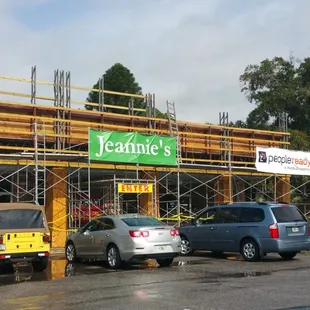Front of Jeannie&apos;s will look better when scaffolding is gone.