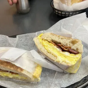 a breakfast sandwich on a plate