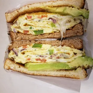 Amazing omelet sandwich with avocado!!!