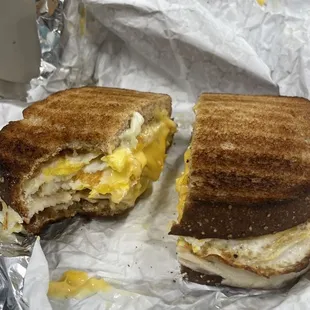 a grilled egg and cheese sandwich