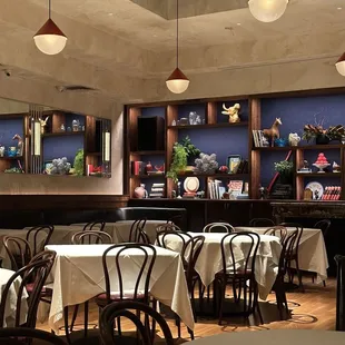 tables and chairs in a restaurant