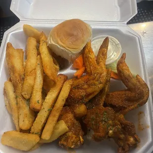 Honey hot fried hard carrots and celery steak fries