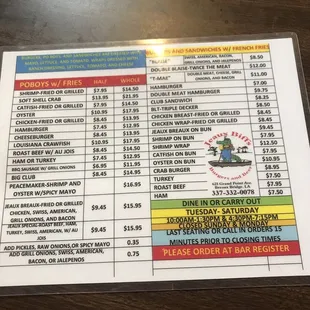 New menu (10-15-2021)