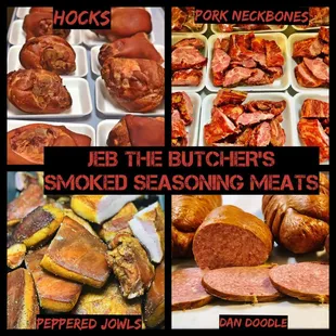 a variety of smoked meats