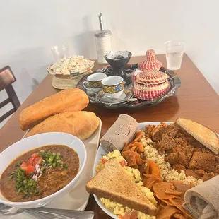 a table full of food