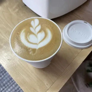 a cup of coffee on a table