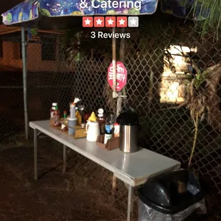 Condiments table!! Wide assortment.