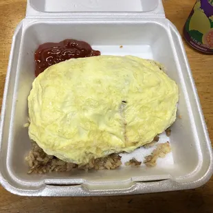 Pork adobo fried rice omelette
