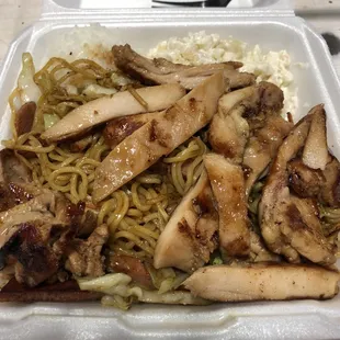 $8 fried noodle special with choke noodles &amp; Teri chicken. Was sooooo good, but couldn't finish. Ugh!!