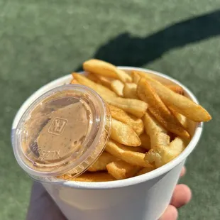 Side of fries with sauce