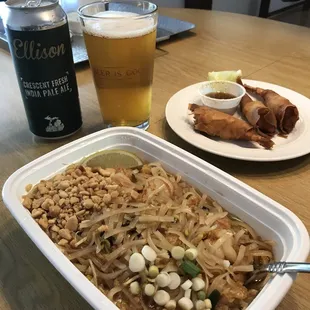 Pad Thai and shrimp rolls