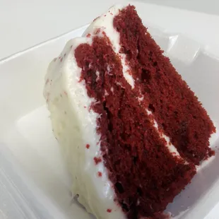 Homemade red velvet cake with cream cheese frosting