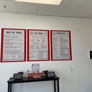 menus on the wall