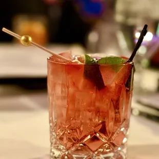 Empress 1908 Elderflower Rose Gin and tonic with two limes. Very nice.