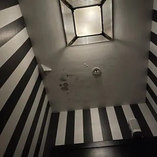 stained Ceilings in men's restroom.