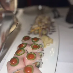 Jeff Ruby Rainbow Roll and Jeff Ruby Steak Roll