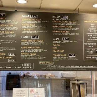 the menu of the restaurant