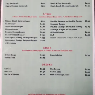 Menu - side 2
