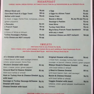 Menu - side 1