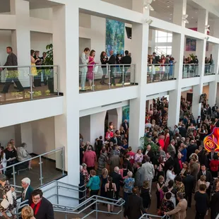 Our expansive lobby packed with patrons for our Grand Opening Gala.
