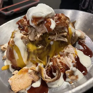 Overloaded baked potato with pulled pork