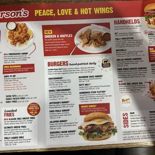 Front of menu