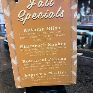 Seasonal drinks featuring (local) Restless Distillery Spirits