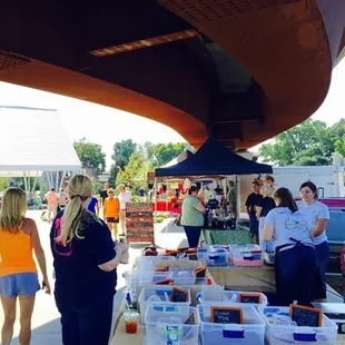 a group of people shopping