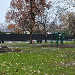 Swings and tennis courts