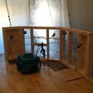 the inside of a house being built