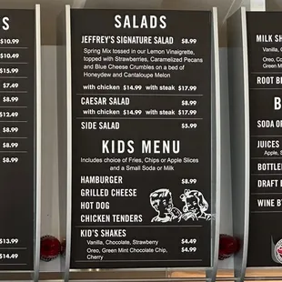 Sandwiches, Salads, and Shakes menu