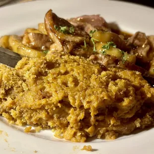 Apple-Cranberry Duck Breast with caramelized fall apples and a cranberry glaze and sweet potato casserole