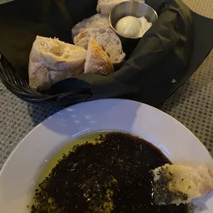 Fresh bread with dipping sauce