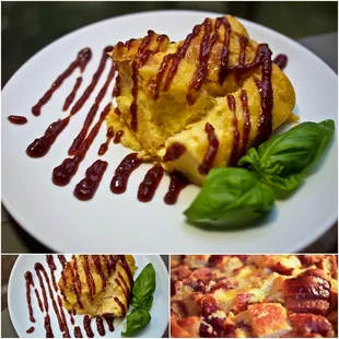 Bread Pudding w/ Raspberry Puree