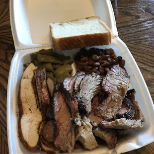 3-meat plate with beef, chicken, sausage