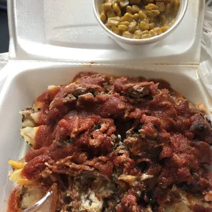 Stuffed baked potato &amp; cream corn