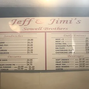 Menu and Pricing.