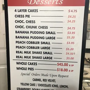 Menu and pricing.