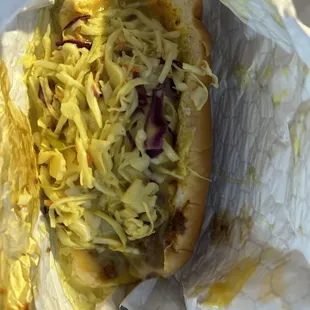 Chili &amp; Slaw Hot Dog